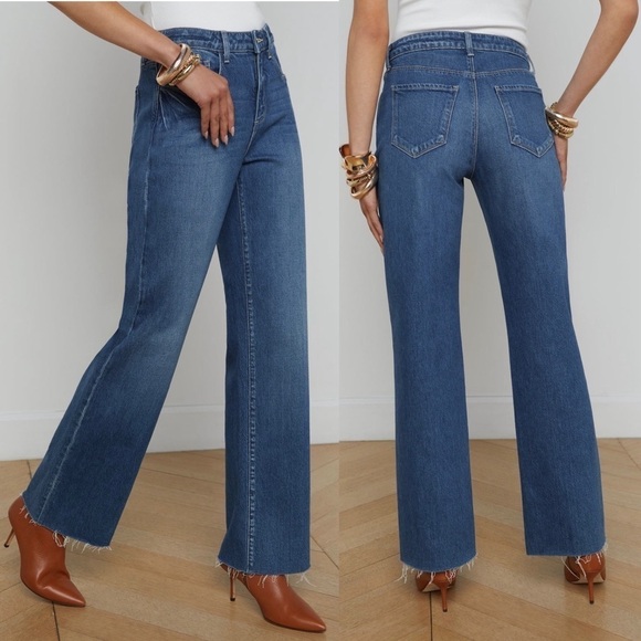 NWT L’AGENCE 90s High Rise Relax Fit Straight Leg Crop Raw Hem Wide Leg Jeans 25 - Picture 3 of 6